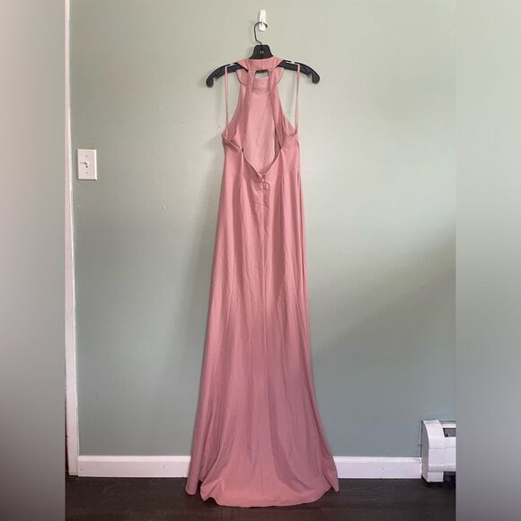 BHLDN Montreal Crepe Dusty Pink High Neck Maxi Bridesmaids Dress SZ 6 - Picture 7 of 9